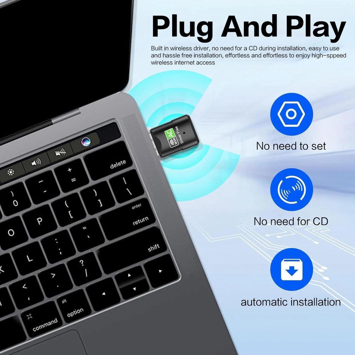 AC600 USB WiFi Adapter, Dual Band 2.4G/5GHz Mini Wireless Network Dongle for PC Desktop Laptop, Support Windows 11/10