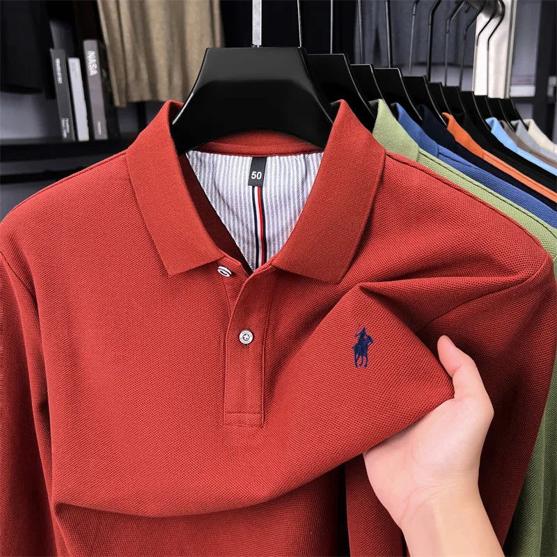 100 cotton high-end brand long sleeve polo