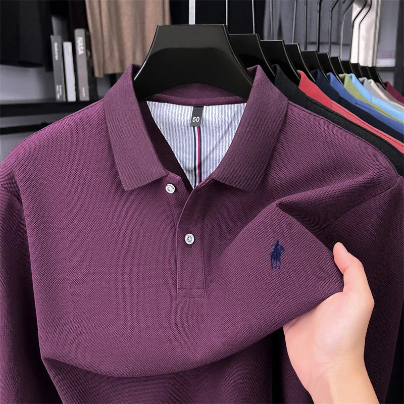 100 cotton high-end brand long sleeve polo
