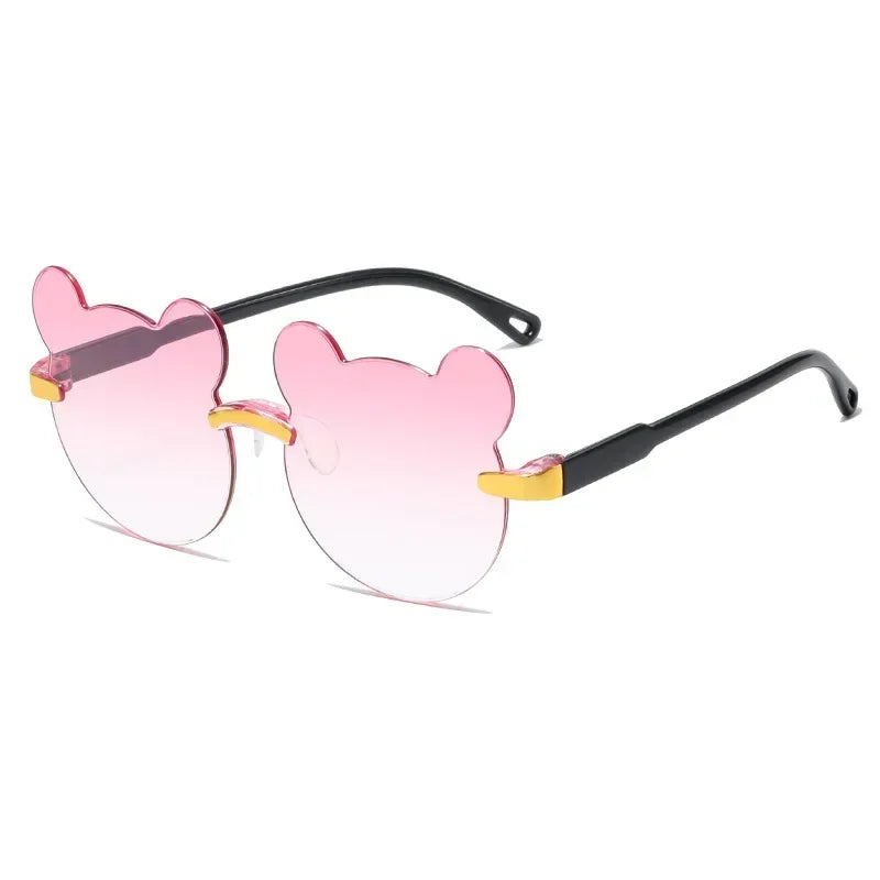 Kids Sun Sunglasses Bear Shape Cartoon Children Glasses Rimless UV400 Child Eyeglasses Outdoor Anti-Glare Girls Boys Sunglasses