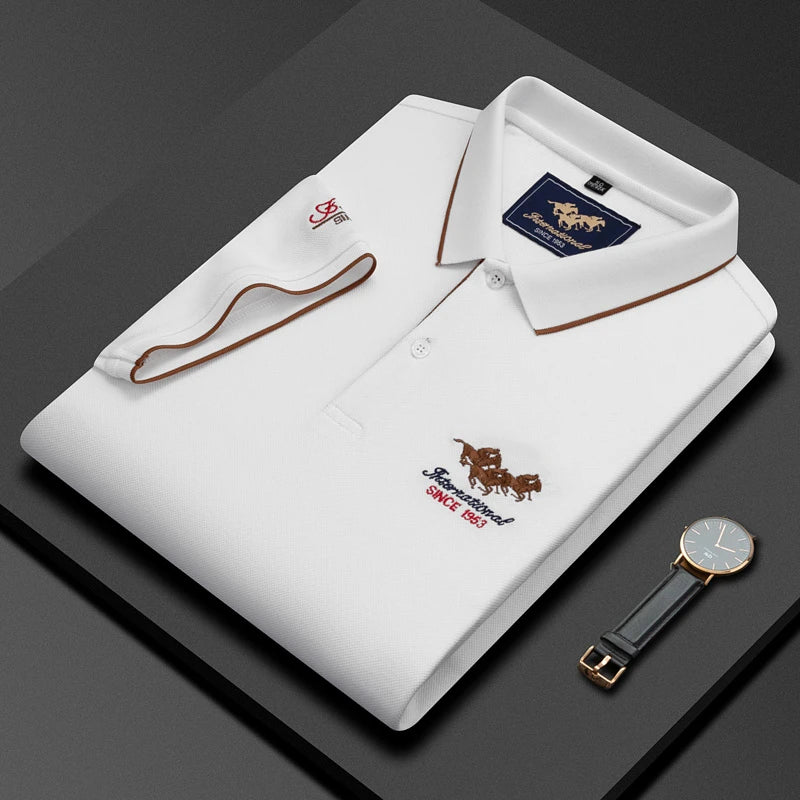 High quality 100 short-sleeved POLO shirt Men's