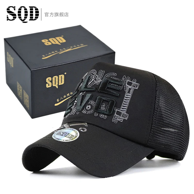 High top hat for men, sunshade and sun protection baseball cap, summer mesh breathable men's truck cap