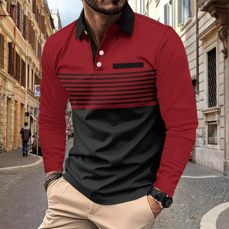 Men's Long-sleeved Lapel Top Polo Casual and Comfortable Spring and Autumn Men's Top