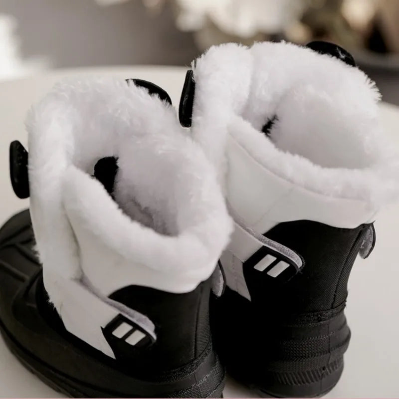 Kids Plush Snow Boots Children Waterproof Anti-Slippery Keep Warm In Winter Padded Cotton Shoes Soft Flat Sole Footwear