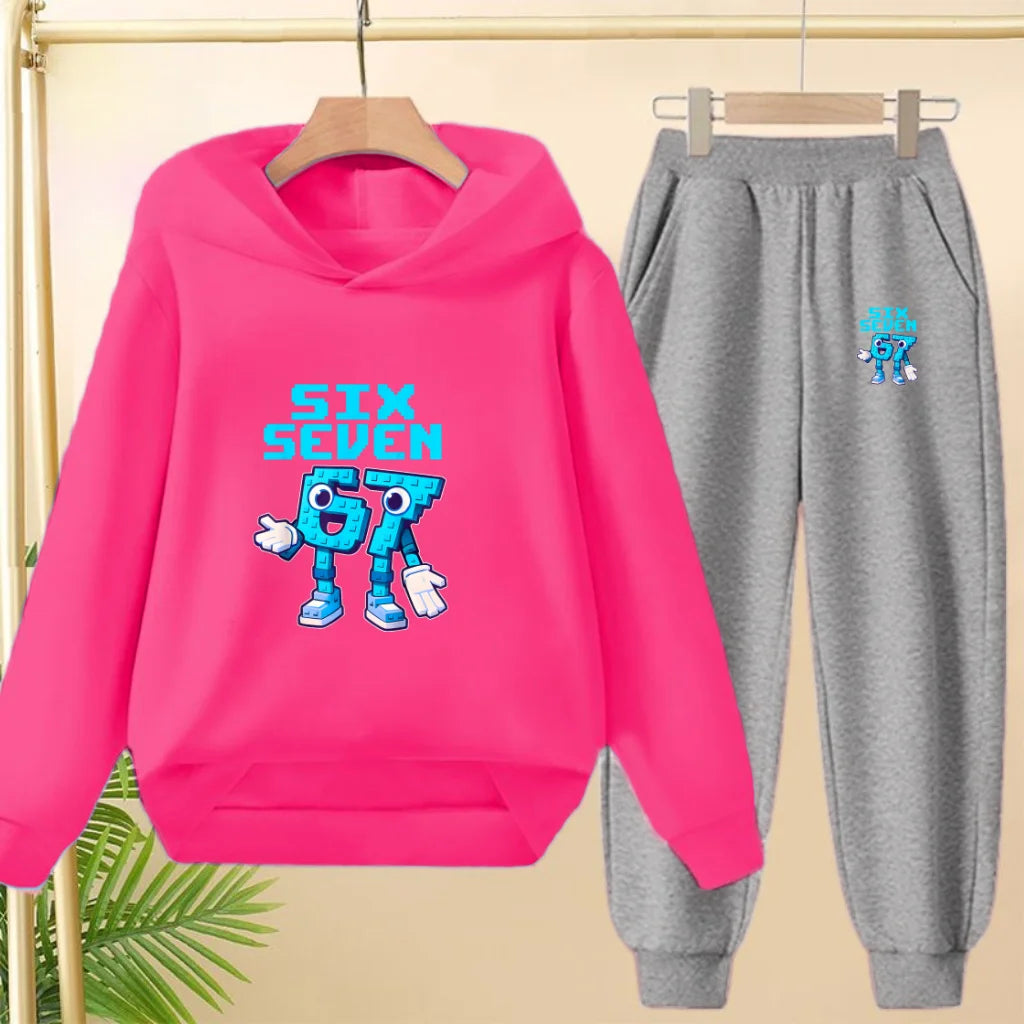 Children Coat 2 Piece 3-12 Age Boy Girl 67  Comfort Leisure Hoodie+Trousers Pullover Hooded Autumn Winter New Style Sportswear