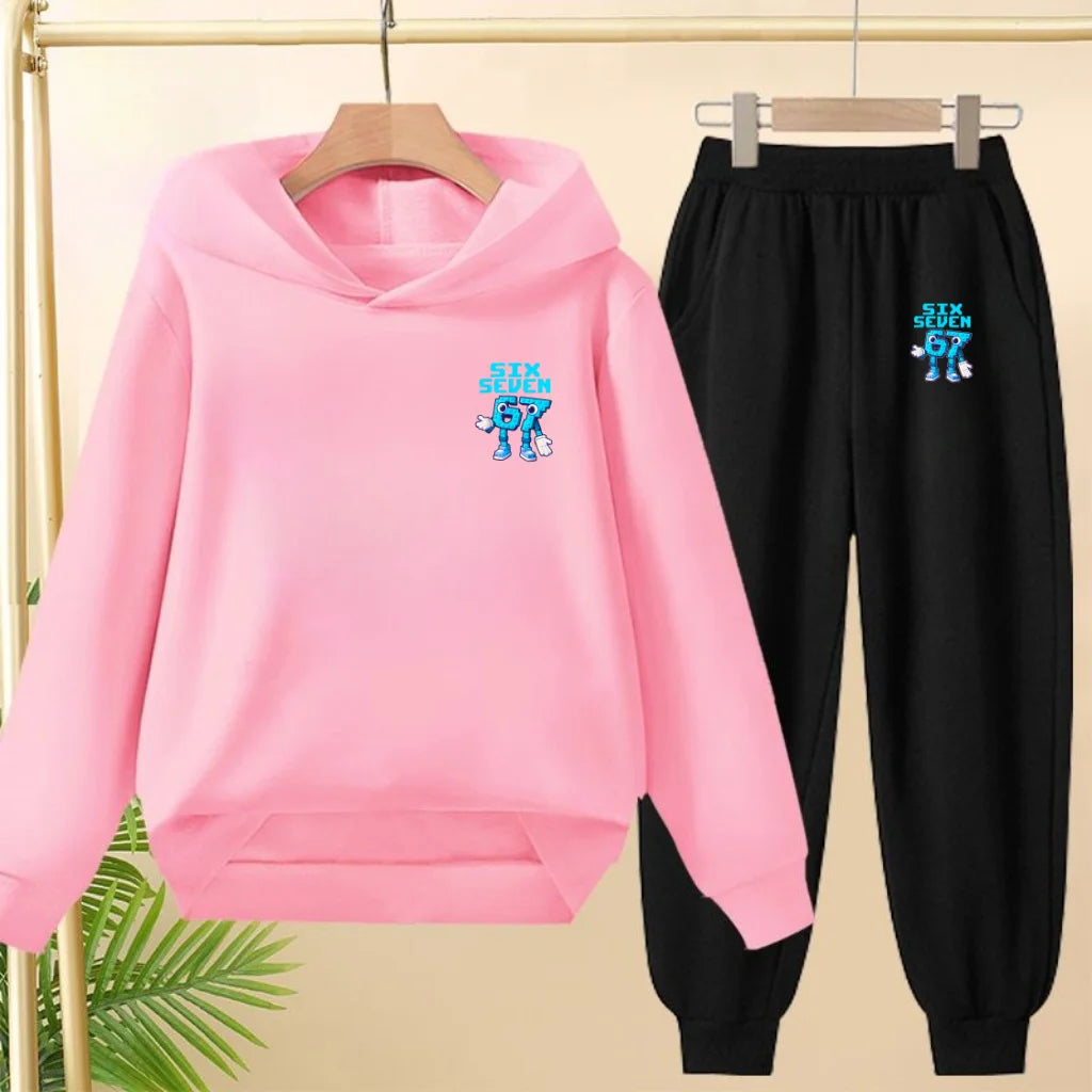 Children Coat 2 Piece 3-12 Age Boy Girl 67  Comfort Leisure Hoodie+Trousers Pullover Hooded Autumn Winter New Style Sportswear