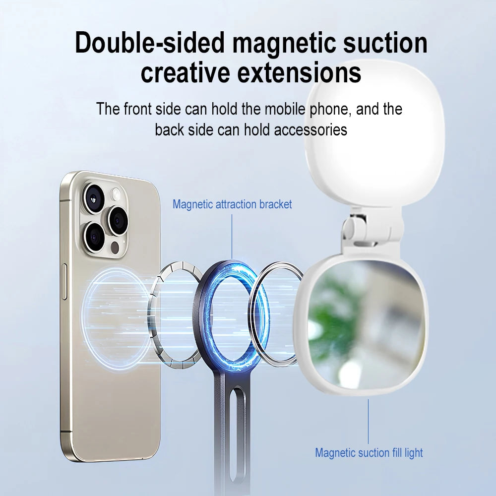 Alloy Phone Tripod Carabiner-Mounted For iPhone Portable Dual-sided Magnetic Tripod Desk Mount Phone Handle Holder