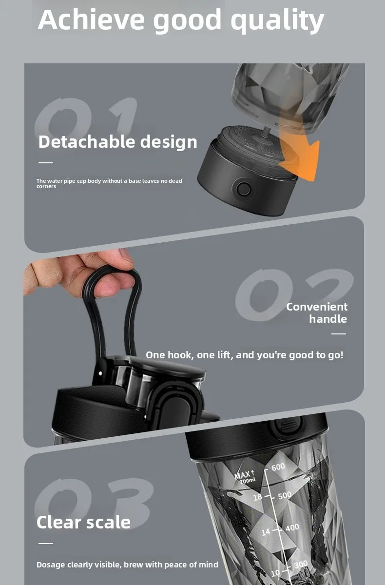 New Detachable Electric Mixing Cup Electric Protein Powder Shaker Cup USB Rechargeable Reusable Suitable For Lndoor/Outdoor Use