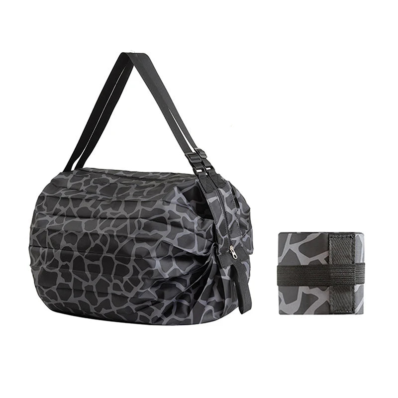New Foldable Shopping Bag Space Save Reusable Supermarket Grocery Shopping Bag Travel Beach Fitness Sports Bag One-Shoulder
