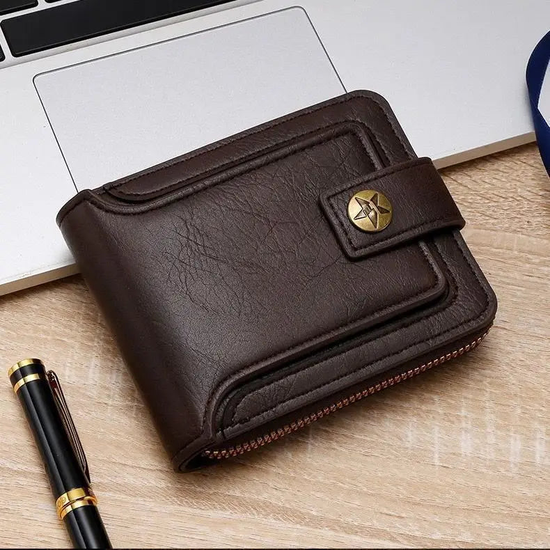 Retro Horizontal Wallet – Large Capacity with 7 Card Slots, Zipper Coin Pocket & ID Window, Driver’s License Holder