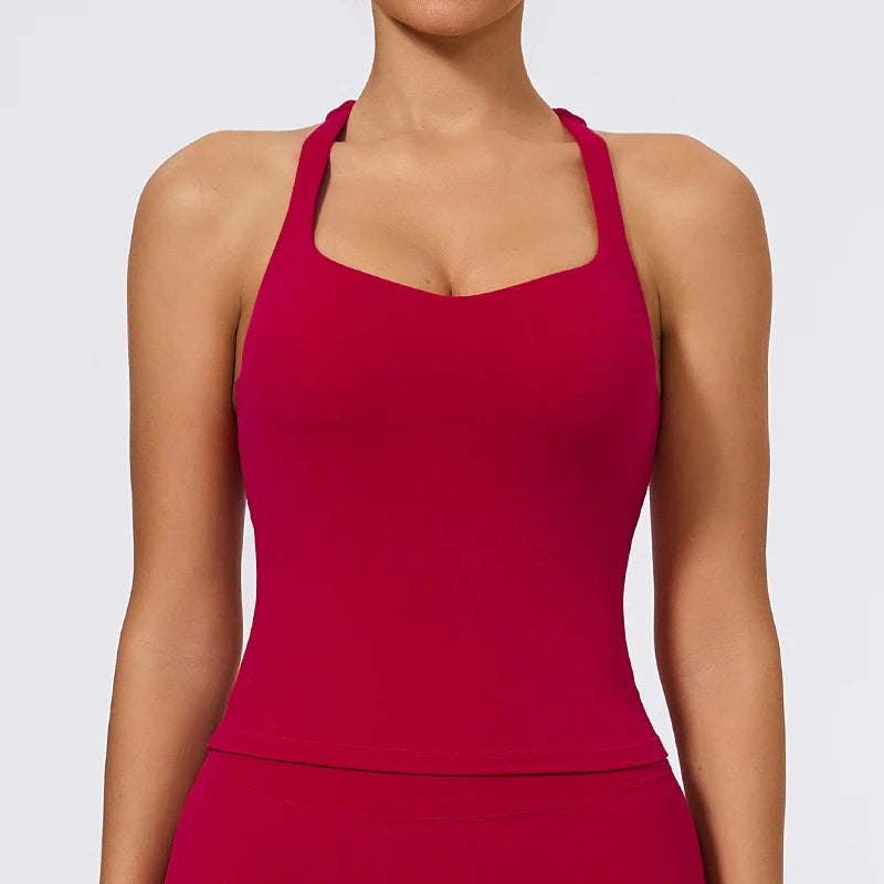 Hearuisavy Woman's Push Up Sports Vest I-Back Strap Design Gym Sportswear Breathable Quick Dry Fitness Top Running Yoga Tank Top