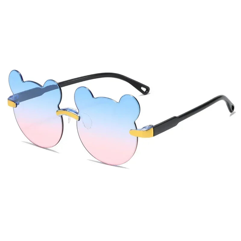 Kids Sun Sunglasses Bear Shape Cartoon Children Glasses Rimless UV400 Child Eyeglasses Outdoor Anti-Glare Girls Boys Sunglasses