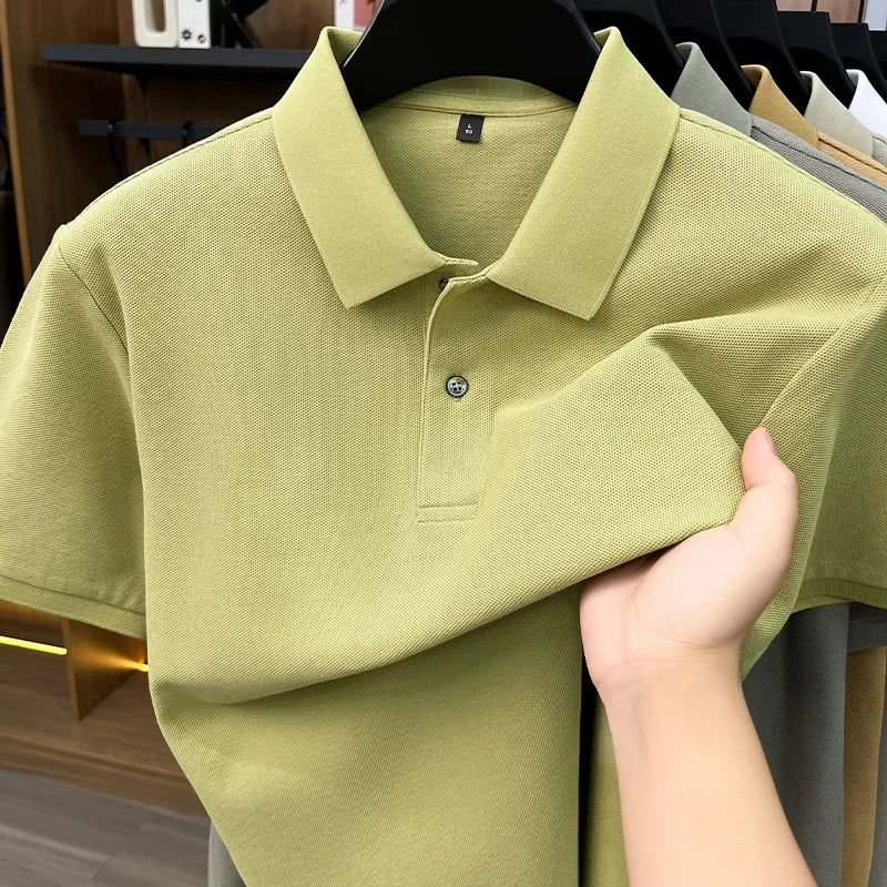 20 Colors Men's 100% Cotton Polo Shirt - Summer Casual Breathable Tee,Ideal for Golf and Sports,Business Casual,Silk-Like Finish