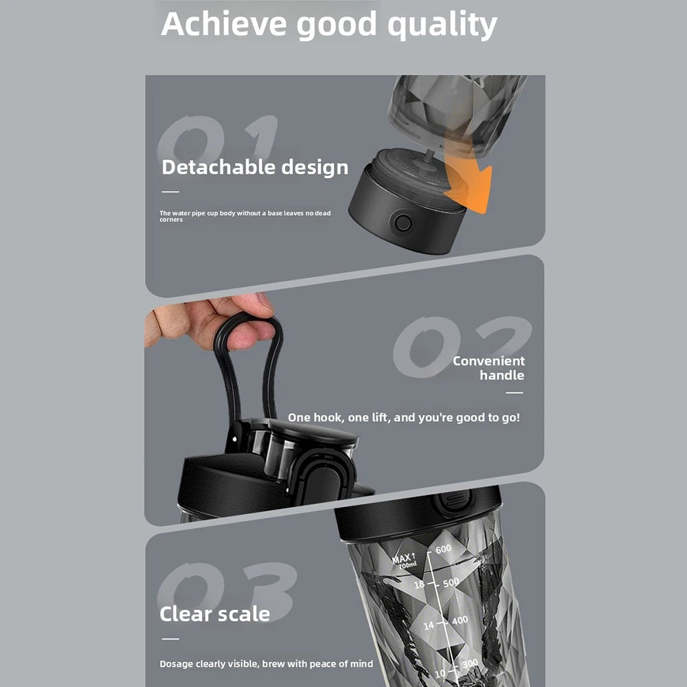 New Detachable Electric Mixing Cup Electric Protein Powder Shaker Cup USB Rechargeable Reusable Suitable For Lndoor/Outdoor Use