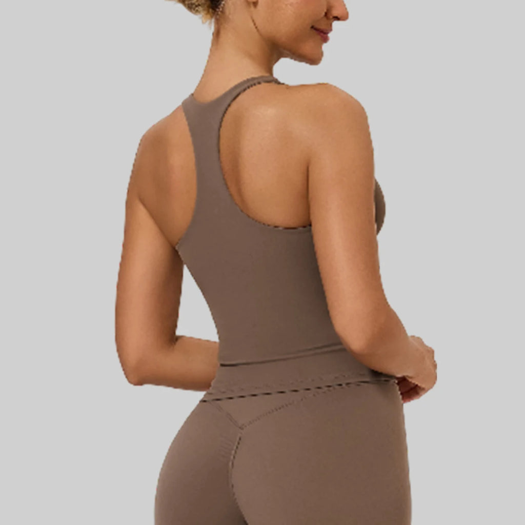 Hearuisavy Woman's Push Up Sports Vest I-Back Strap Design Gym Sportswear Breathable Quick Dry Fitness Top Running Yoga Tank Top