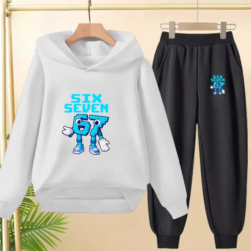 Children Coat 2 Piece 3-12 Age Boy Girl 67  Comfort Leisure Hoodie+Trousers Pullover Hooded Autumn Winter New Style Sportswear