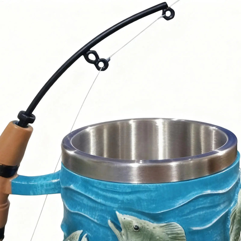 Resin Coffee Mug Cold Hot Beverage Cup Creative Funny Fishing rod shaped handle Cup For Chocolate Tea Wine Beer Home Camping