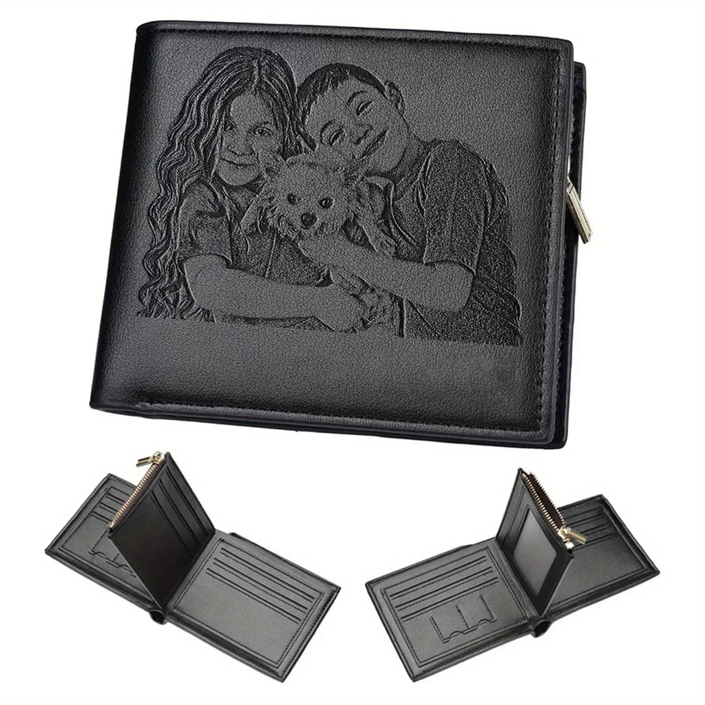 Engraved Personalized Gifts Custom Wallet for Men,Husband,Dad,Son for Birthday Anniversary Day Personalized Photo Wallets