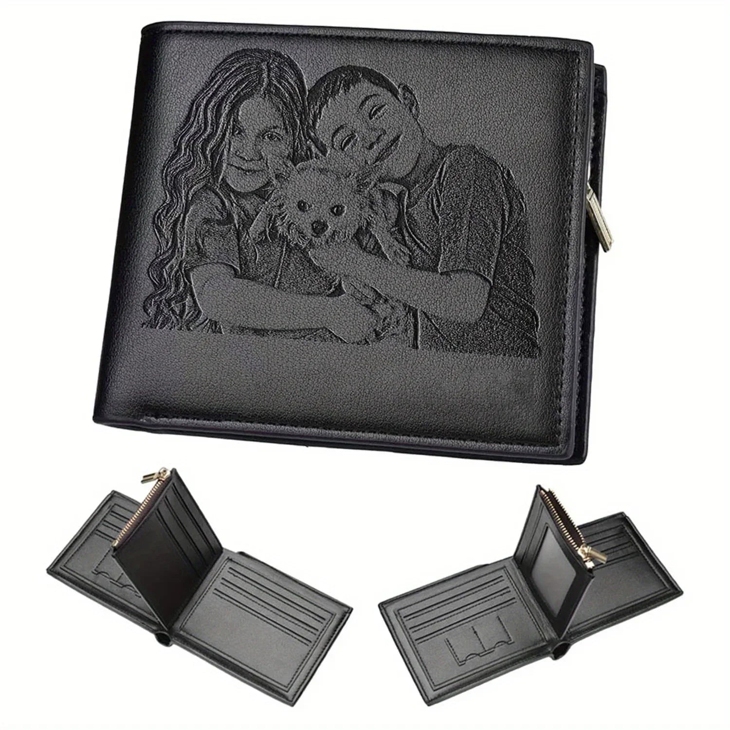 Engraved Personalized Gifts Custom Wallet for Men,Husband,Dad,Son for Birthday Anniversary Day Personalized Photo Wallets