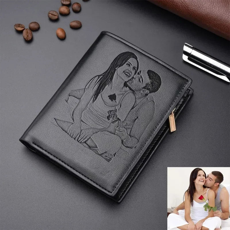 Engraved Personalized Gifts Custom Wallet for Men,Husband,Dad,Son for Birthday Anniversary Day Personalized Photo Wallets