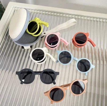 Foldable Kids Sunglasses Girls Boys Cute Round Sun Glasses Children Street Beat Eyeglasses Baby Shades Eyewears UV Protection