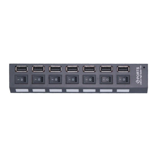 USB Switch Extension HUB 7 Ports USB 2.0 Hub Computer USB Extension Hub USB 2.0 Splitter Accessories With LED Switch For Desktop