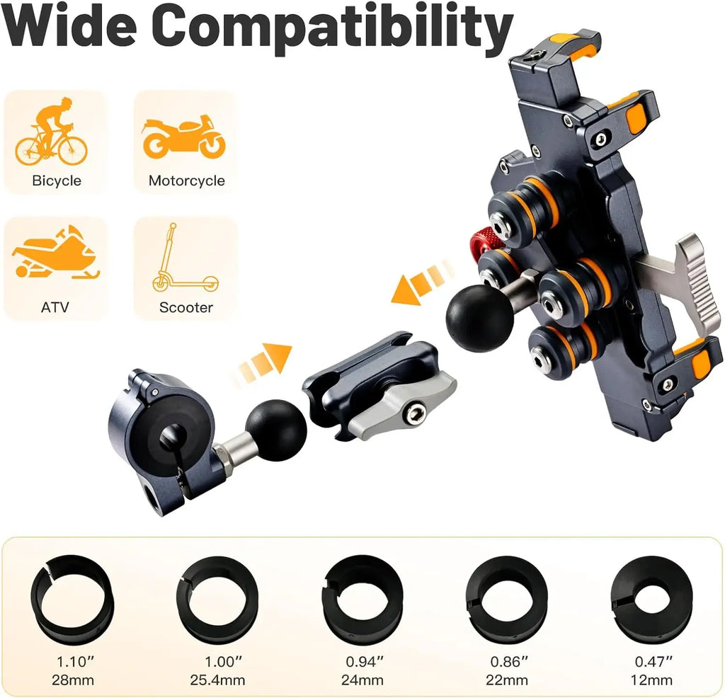 Universal Motorcycle Phone Holder Alloy Anti-Shake 360° Adjustable Motos Bike Navigation Bracket Metal Motorcycles Accessory
