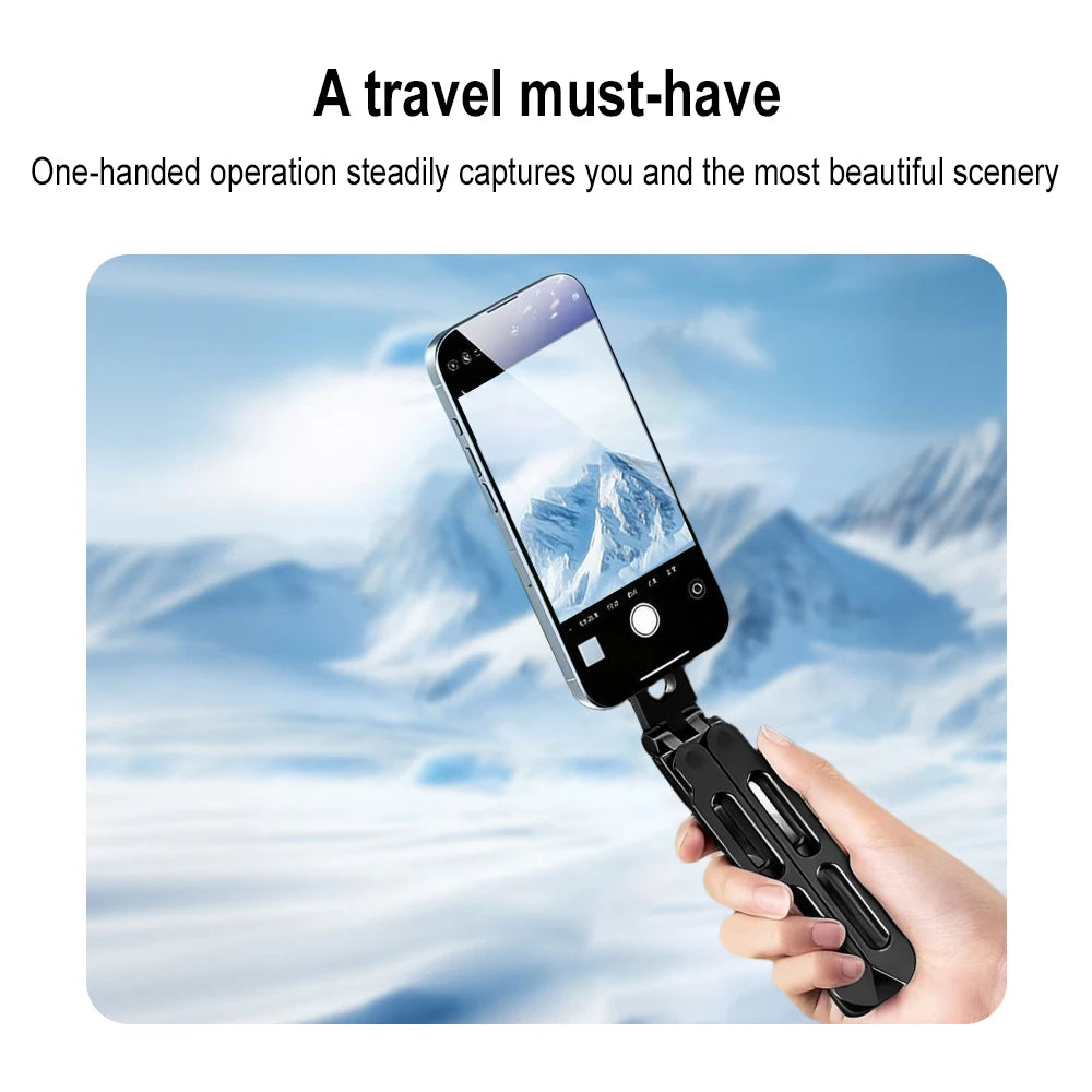 Alloy Phone Tripod Carabiner-Mounted For iPhone Portable Dual-sided Magnetic Tripod Desk Mount Phone Handle Holder