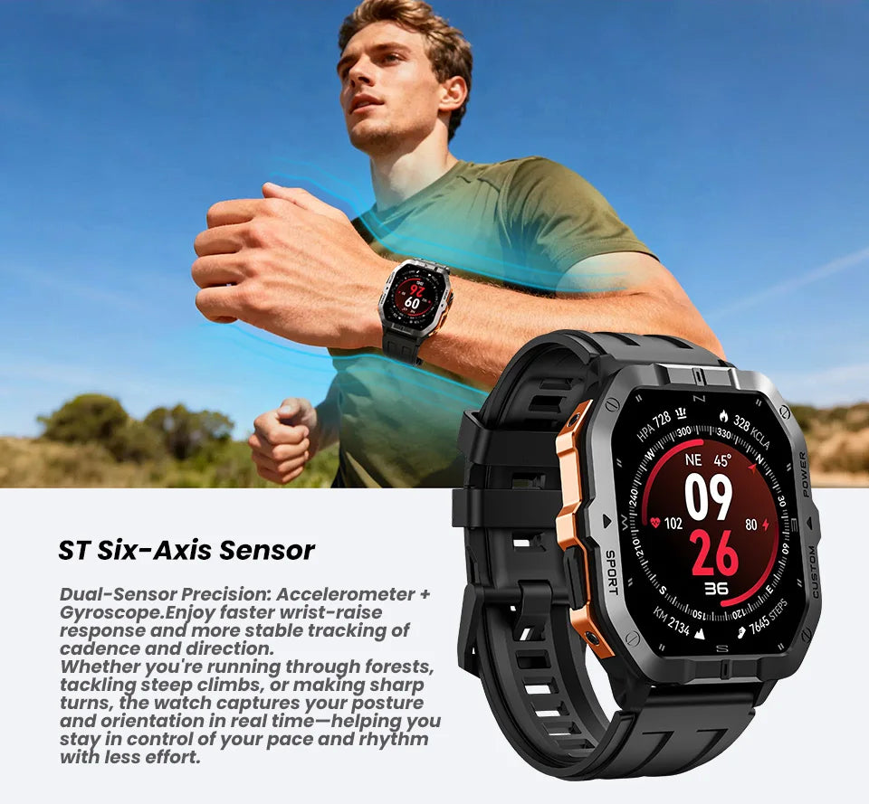Smart Watch For Men Women Built-in GPS&Compass Barometric Altimeter ST six-axis sensor Altimeter Health Monitoring SOS Function
