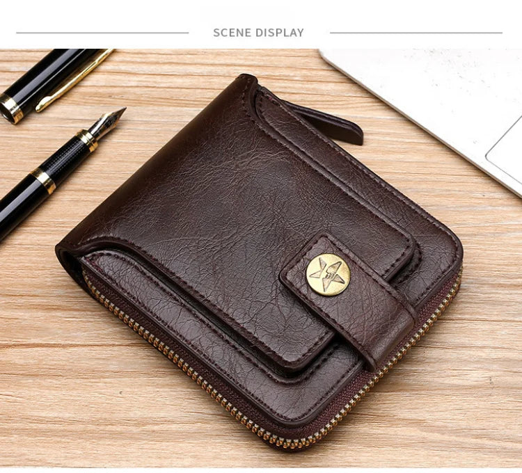 Retro Horizontal Wallet – Large Capacity with 7 Card Slots, Zipper Coin Pocket & ID Window, Driver’s License Holder