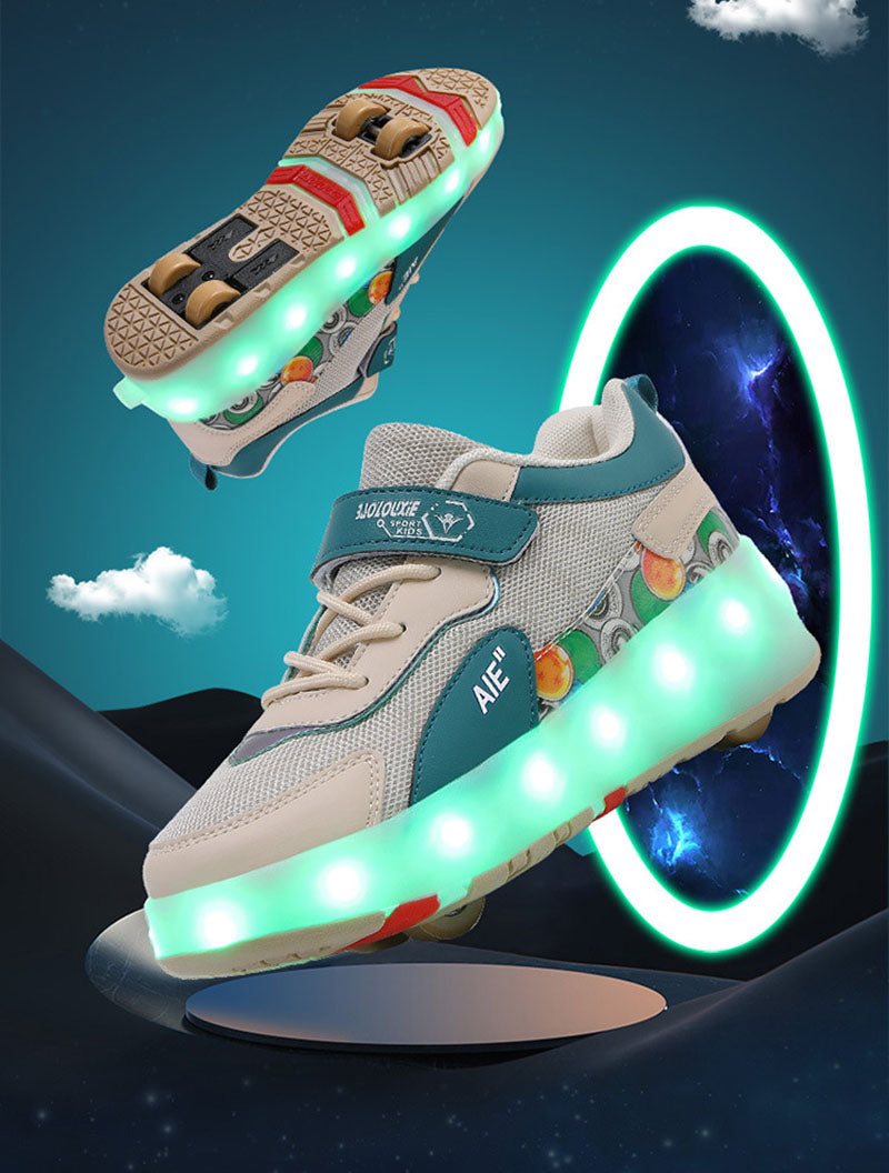 Kids Roller Skate Shoes Fashion Outdoor Skating Sneakers Boys Girls 4 Wheels Skates Footwear Toys Birthday Gift With Led Light