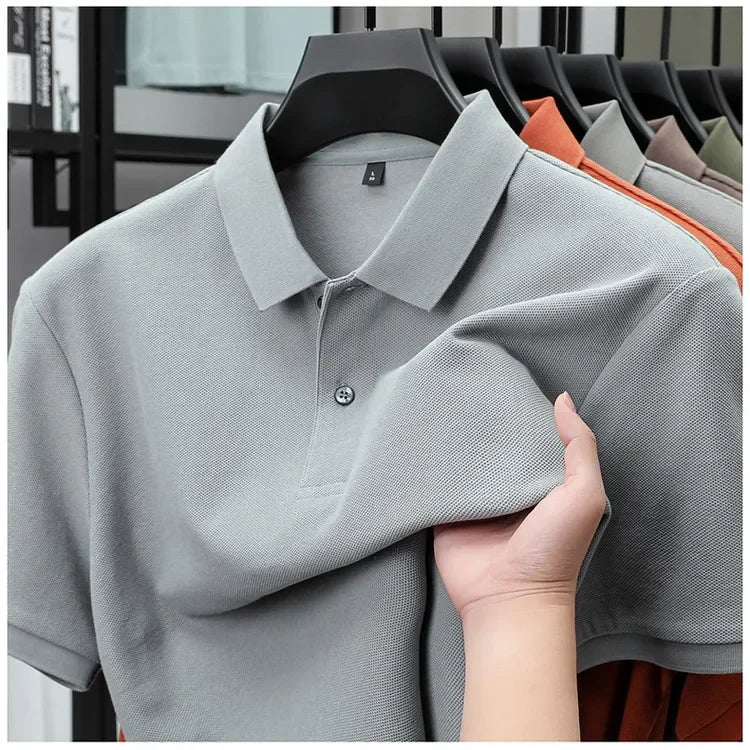 20 Colors Men's 100% Cotton Polo Shirt - Summer Casual Breathable Tee,Ideal for Golf and Sports,Business Casual,Silk-Like Finish