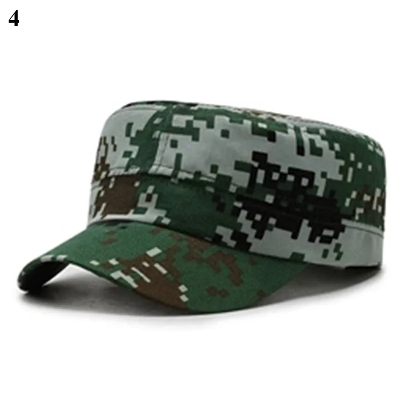 Camouflage Flat Cap Snapback Hat Adjustable Classic Fashion Soldier Sunshade Sun Hats Summer Hunting Hiking Outdoor Sun Caps