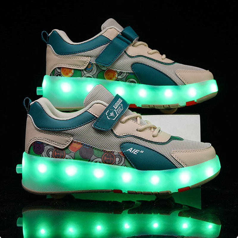Kids Roller Skate Shoes Fashion Outdoor Skating Sneakers Boys Girls 4 Wheels Skates Footwear Toys Birthday Gift With Led Light