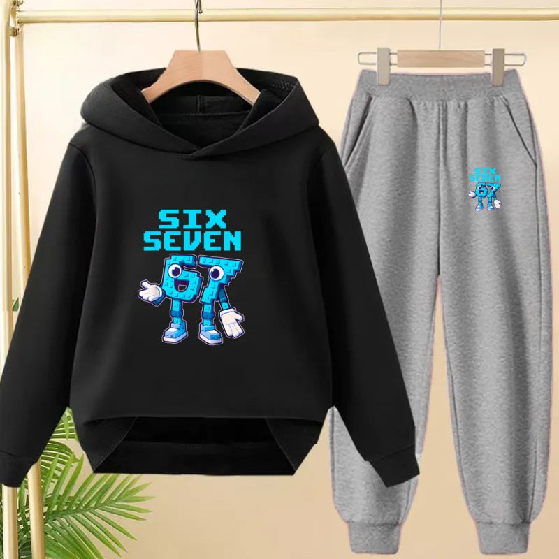Children Coat 2 Piece 3-12 Age Boy Girl 67  Comfort Leisure Hoodie+Trousers Pullover Hooded Autumn Winter New Style Sportswear