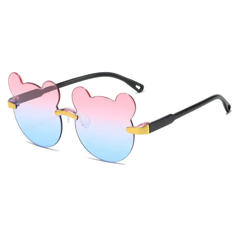 Kids Sun Sunglasses Bear Shape Cartoon Children Glasses Rimless UV400 Child Eyeglasses Outdoor Anti-Glare Girls Boys Sunglasses