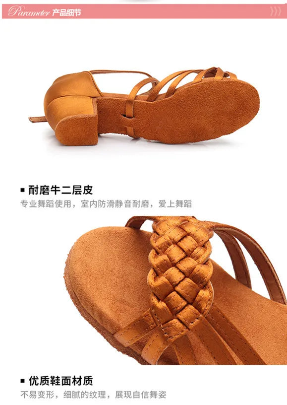 Kids Dance Shoes Girls Sandals Children Ballroom Tango Salsa Latin Dance Low Heel Shoes for Girls Children