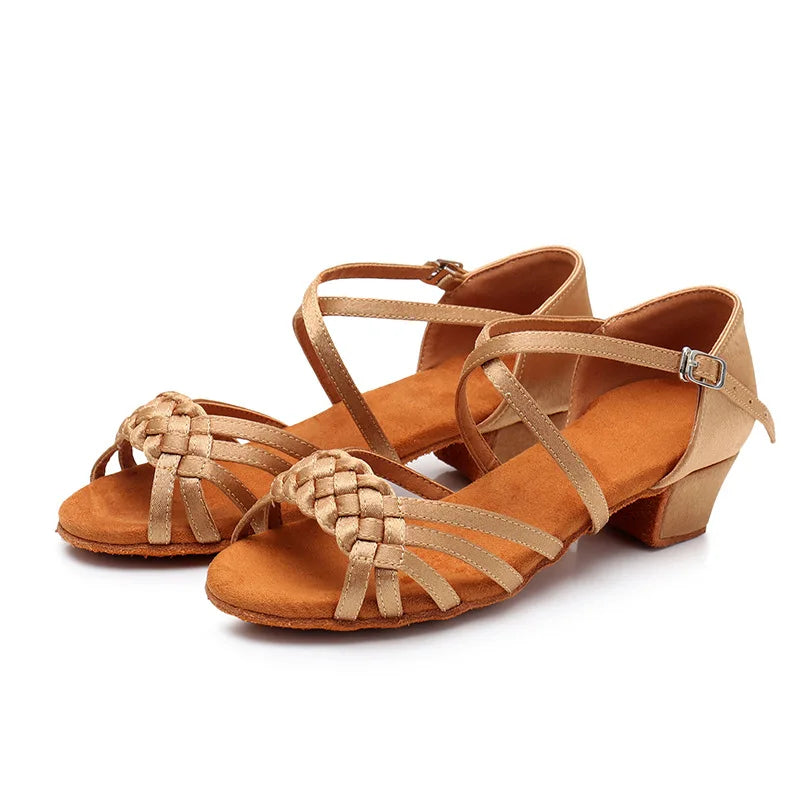 Kids Dance Shoes Girls Sandals Children Ballroom Tango Salsa Latin Dance Low Heel Shoes for Girls Children