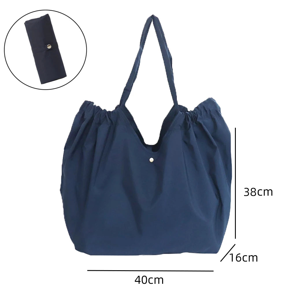 Portable Shopping Bags for Supermarket Waterproof Folding Bag Shopper Large Capacity Female Fashion Shoulder bag Casual Tote Pou