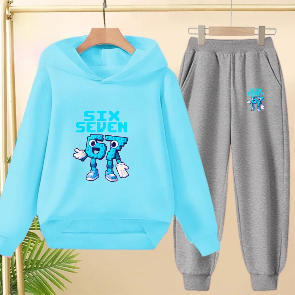 Children Coat 2 Piece 3-12 Age Boy Girl 67  Comfort Leisure Hoodie+Trousers Pullover Hooded Autumn Winter New Style Sportswear