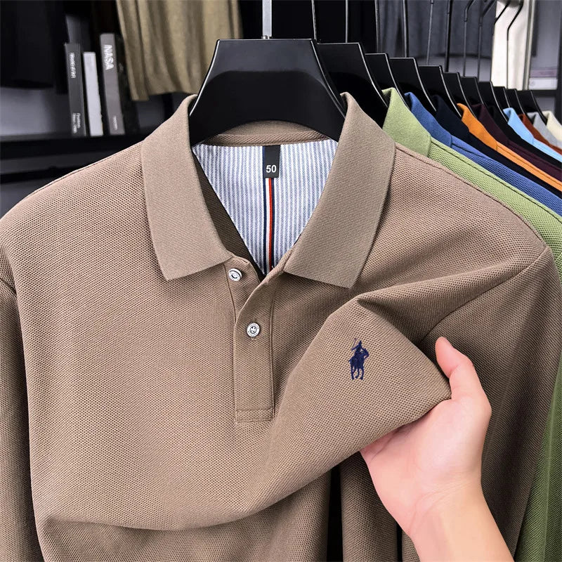 100 cotton high-end brand long sleeve polo