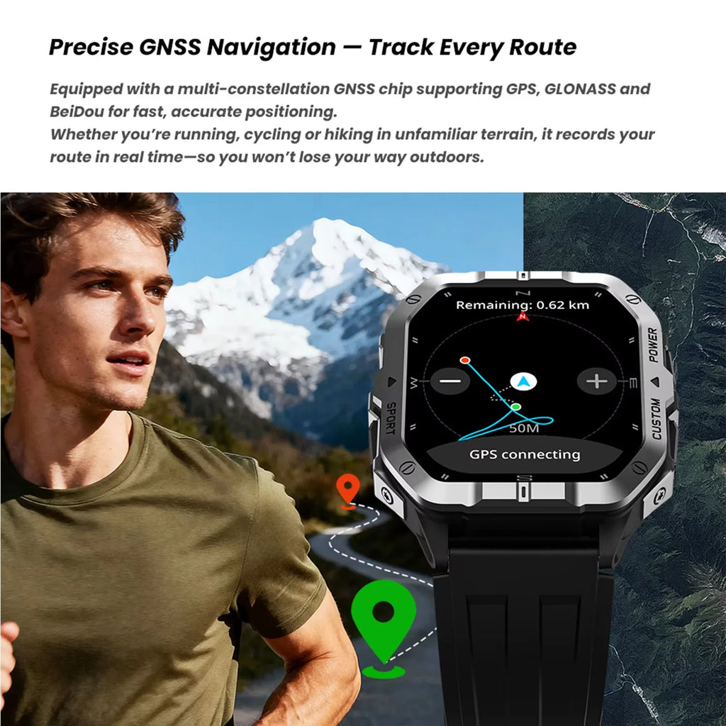 Smart Watch For Men Women Built-in GPS&Compass Barometric Altimeter ST six-axis sensor Altimeter Health Monitoring SOS Function