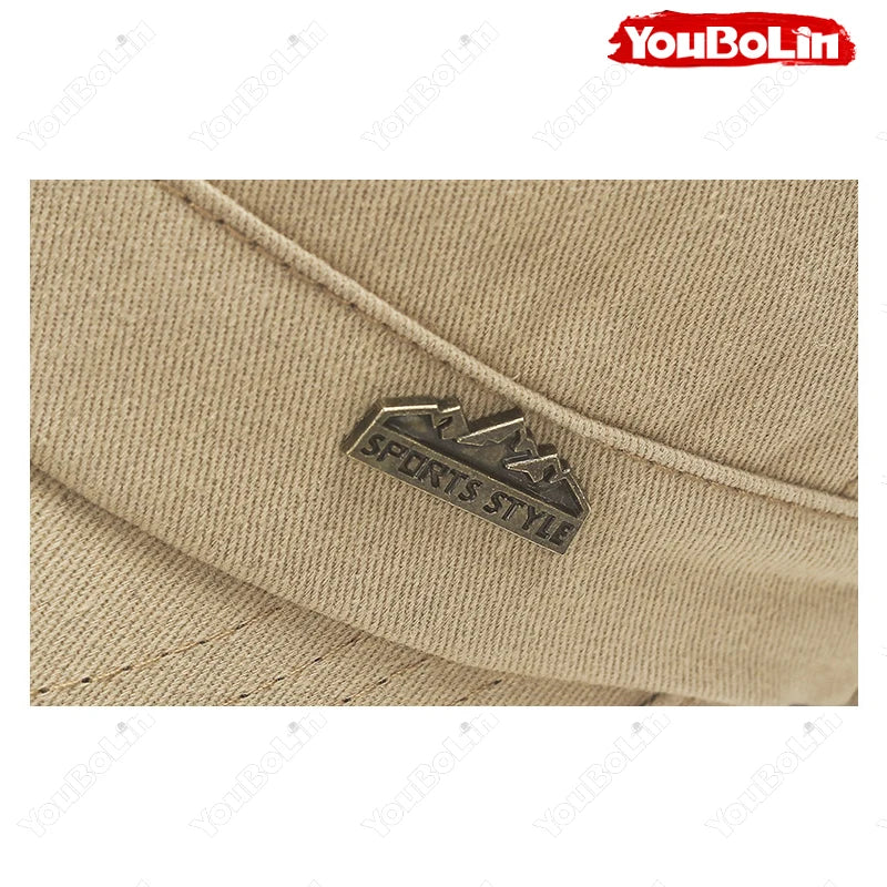 Men's Flat Top Military Cap for Beach Days – Lightweight Sun Protection Hat for Coastal Trips