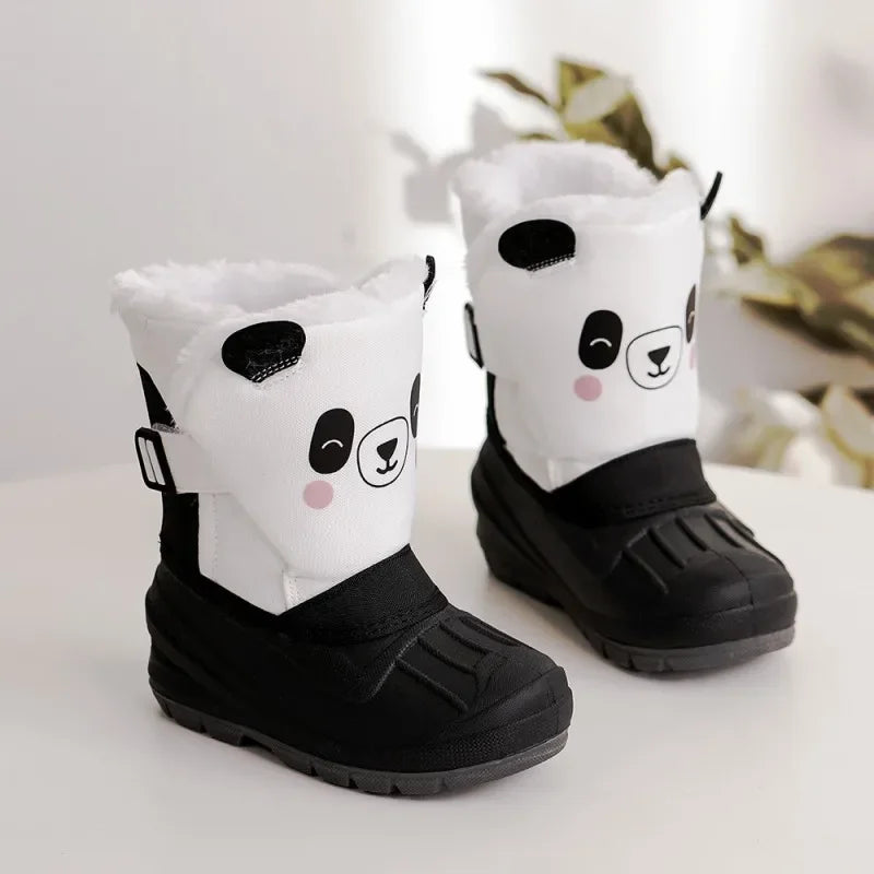 Kids Plush Snow Boots Children Waterproof Anti-Slippery Keep Warm In Winter Padded Cotton Shoes Soft Flat Sole Footwear