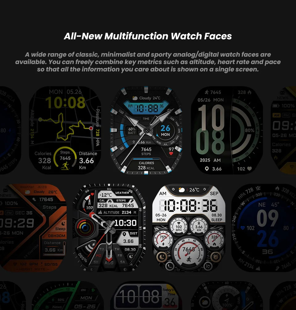 Smart Watch For Men Women Built-in GPS&Compass Barometric Altimeter ST six-axis sensor Altimeter Health Monitoring SOS Function