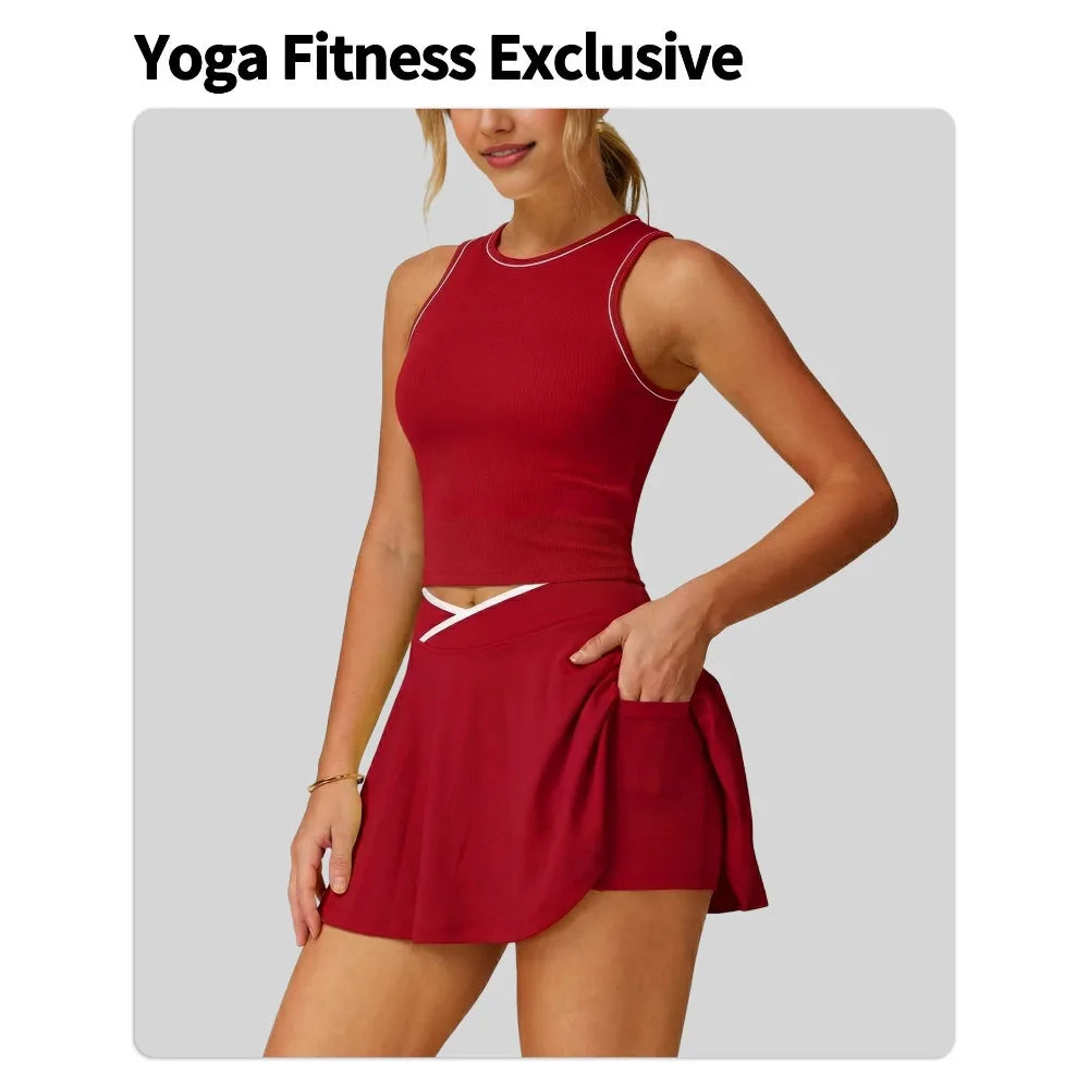 Women Yoga Vest High Elasticity Quick Drying Sleeveless Solid Sports Vest Gym Fitness Workout Athleticwear