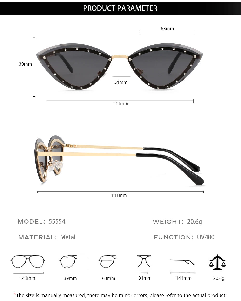55554 Luxury Rimless Sunglasses Women Diamond  Triangular Sun Glasses Brand Designer Shades Uv400 Fashion Eyewear