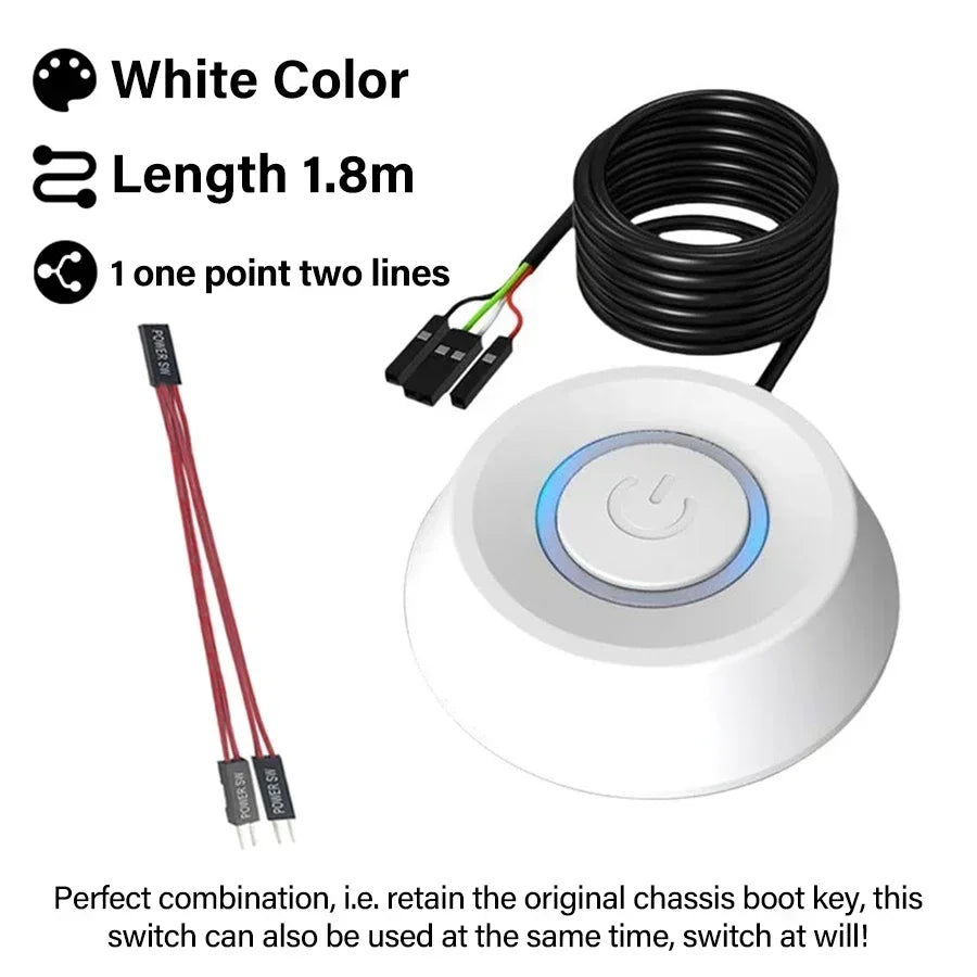 1.8M Computer Desktop Key Switch Desktop Host External Start Power On/Off Button Extension Cable Startup Switch For Home Office