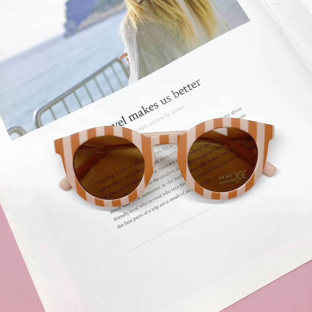 Children's Sunglasses Girl Baby Boy Cute Summer Round Frame Small Sunglasses Children's Glasses Steampunk Bee Kids Sunglasses