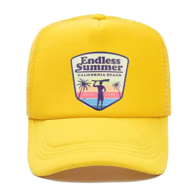 Cool Summer Surfing Trucker Cap Hat Beach Seaside Surfer Caps Sandbeach Holiday Mesh Cap HipHop Hat for Men Women Youth